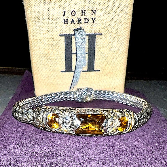 John Hardy 925 Silver Classic Chain Bracelet 3 Citrine & 18k Gold Accents 6.5mm - Picture 2 of 8